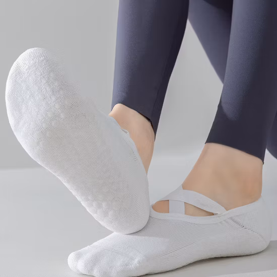 Calcetines de yoga Pilates para mujer Empuñaduras antideslizantes Tobillo de corte bajo Anti